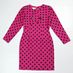 Vintage Polka Dot Hot Pink Cute Dress
